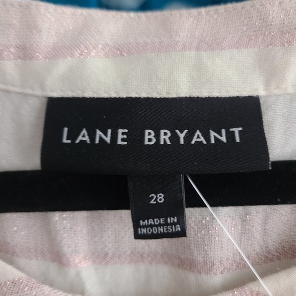 LANE Bryant Cream Pink Cotton Metallic Sleeveless Top Size 28 - Picture 12 of 15